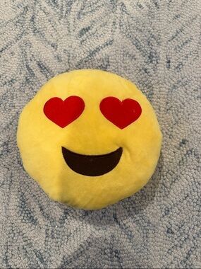 Heart Eyes Emoji Plush Pillow - Yellow